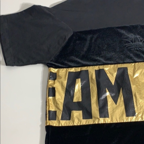 NWT Adidas Sweat Tee Black Gold Mock Neck pullover short sleeve men’s large - Picture 7 of 8